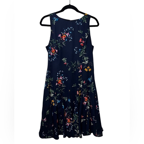 Lauren Ralph Lauren Navy Blue Sleeveless Floral Mini Dress Size 8 - Picture 1 of 4